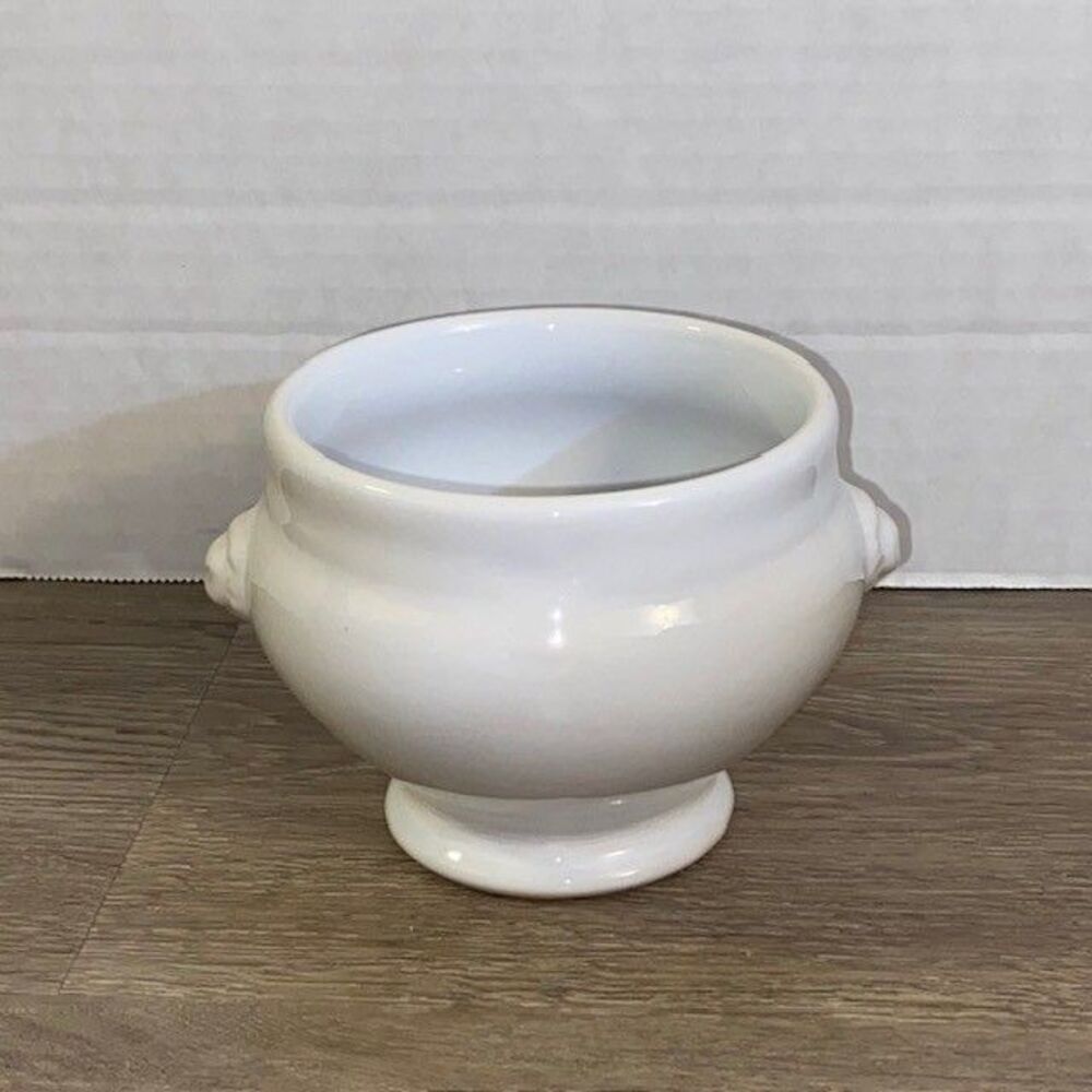 EMILE HENRY White Onion Soup Bowl Lion Heads White Ceramic France 66-00